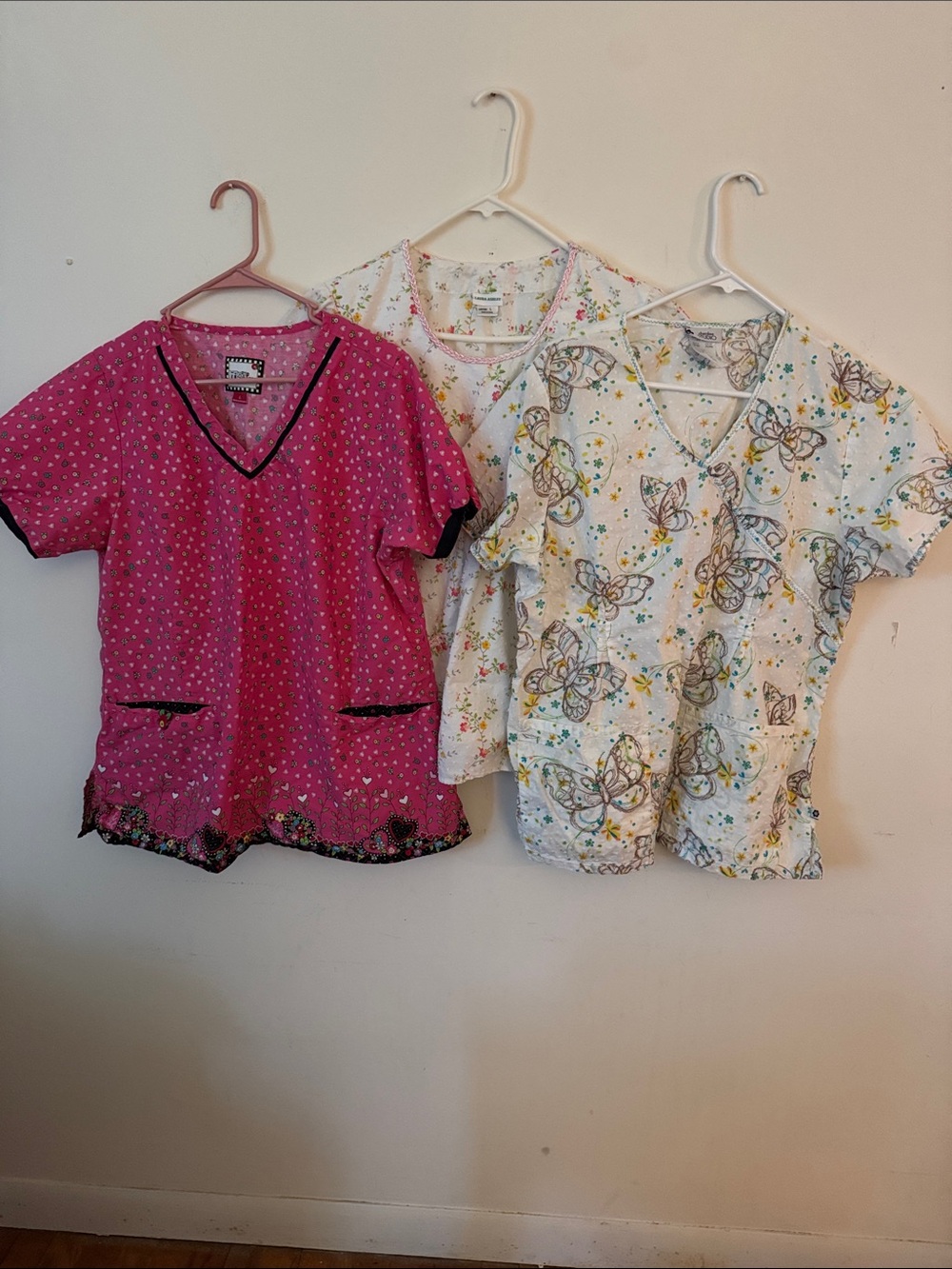 Mary Engelbreit, Laura Ashley & Cherokee scrub tops- lot of 3- like new!